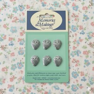 Vintage Silver Metal Embellishment Strawberry Stickers 🍓
